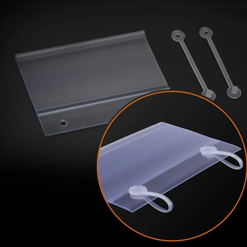 140pc Clear Plastic Wire Shelf Label Holders Retail Sign Clip Hooks Set New